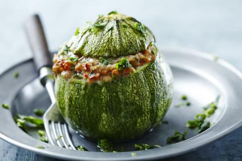 Courgettes rondes farcies aux champignons