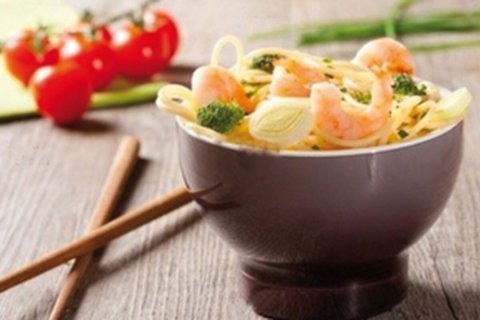 Wok de gambas au lait de coco